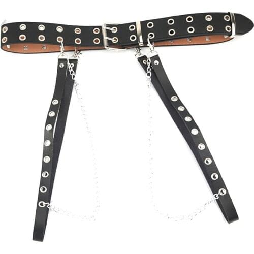 Unisex PU leather Waist Chain Strap belt Fashion Hip Hop Punk Gothic Style pin buckle Belt jeans trouser Waistband accessories