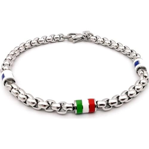 Runda Fashion MenS Stainless Steel Bracelet Handmade Multi-Color Connection Ring For Boyfriend Holiday Gifts