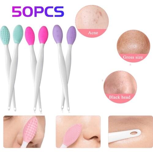 50 Pcs Beauty Skin Care Wash Face Silicone Brushes Exfoliating Nose Clean Blackhead Removal Brush Eco-friendly Tool Dropshipping