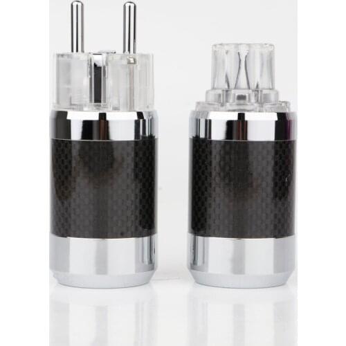 Preffair Weight 480g Carbon Fiber Schuko Power Plug IEC Female Audio Grade DIY Power Cable Leads HIFI