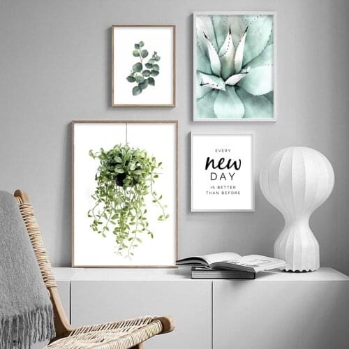 Nordic Simple Green Plants And Succulent Art Painting Home Decoration Living Room Sofa Background Wall Hanging Picture