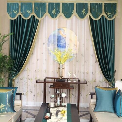 Light Luxury Gold Lines Fishbone Pattern Jacquard Shade Curtain Yarn-Dyed Jacquard Living Room Bedroom Curtain Finished Product