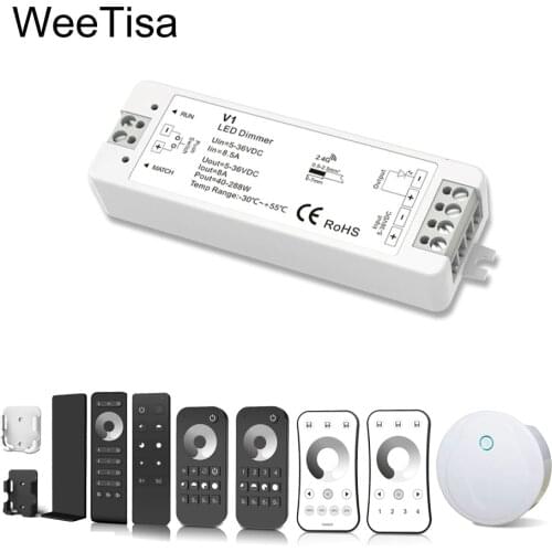 LED Dimmer Switch PWM Wireless RF 2.4G 4-Zone Touch Remote Smart Home Wifi Relay DC12V 24V Controller for Single Color LED Strip