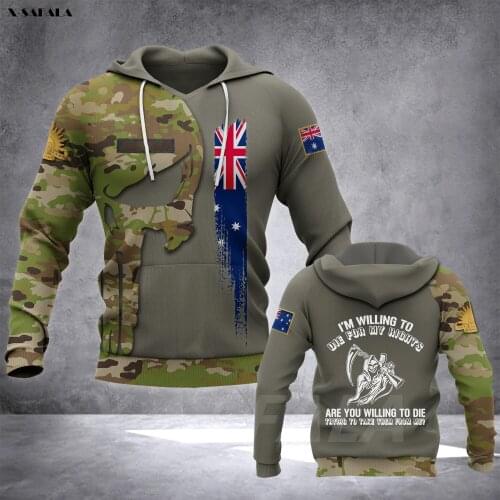 Army Australia Flag Skull Jesus 3D Printed Hoodie Man Female Zipper Pullover Sweatshirt Hooded Jersey Streetwear Tracksuits