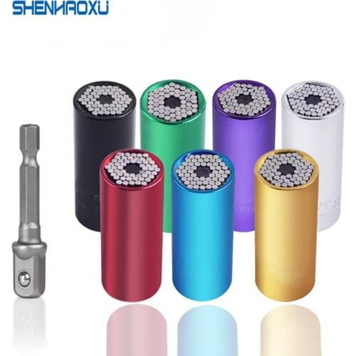 Adjustable Wrench Socket Sleeve Universal Torque 7-19mm Power Drill Ratchet Bushing Spanner Key Magic Multi Hand Tools
