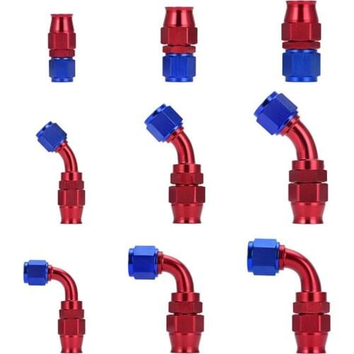 Universal AN4 6 8 10 12 Oil/Fuel/Swivel Hose Aluminium AN Fittings Adapter Oil Fuel Reusable Fitting Hose End 0/45/90/180 Degree