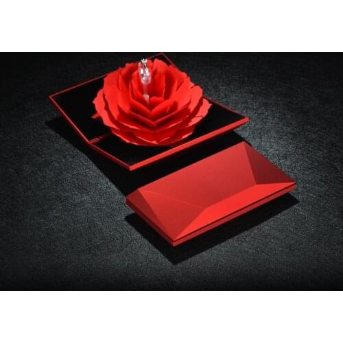 Diamond Shaped Packaging Wedding Engagement Case Rose Flower Gift Display Holder Box Display Storage Case Ring Case Box