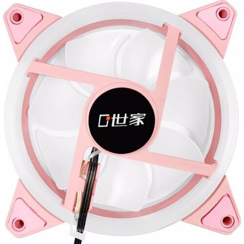 TEUCER pink white light cpu fan 12cm mute high-value dual halo computer case cooling fan