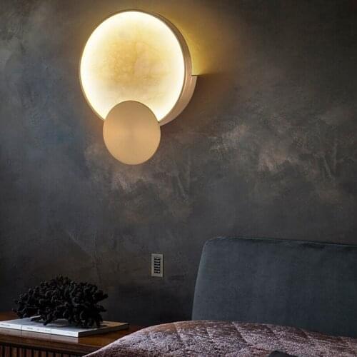 All copper marble wall light luxury modern minimalist living room background wall corridor designer creative study bedroom