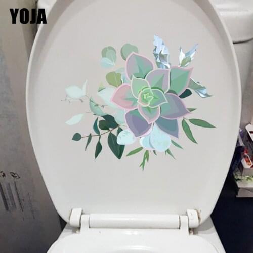 YOJA 26.2CM×23CM Fresh Plant Home Decor Bathroom Toilet Stickers Fashion Wall Decals T1-2541