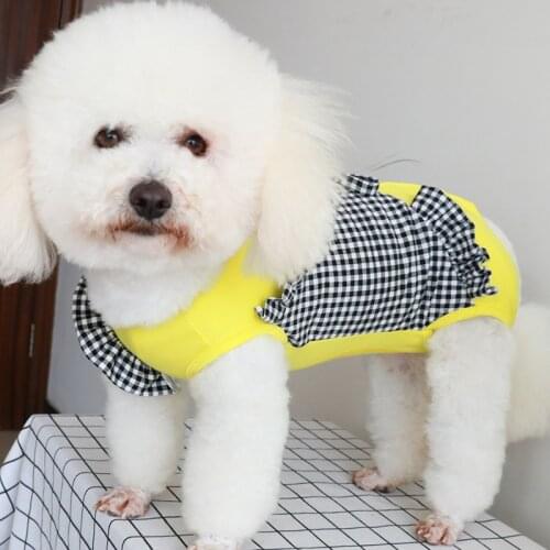 Pet Dog Jumpsuits Thin Wrap The Belly Pajamas Puppy Stretch Cotton Clothes Lrregular Lace Vest For Small Dogs Chihuahua Poodle