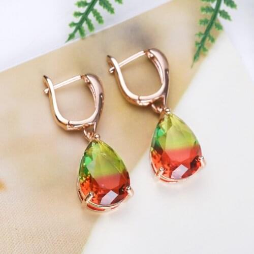 SHUANGR Fashion Colorful Crystal Earrings For Women Girls Vintage Dangle Earrings Statement Wedding Jewelry aros mujer oreja