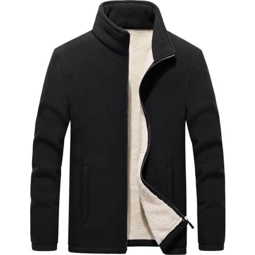 Plus Size Winter Mens Jackets Thick Fleece Hooded Hoodies Men Sweatshirt Solid Casual Male Coats Brand Clothing