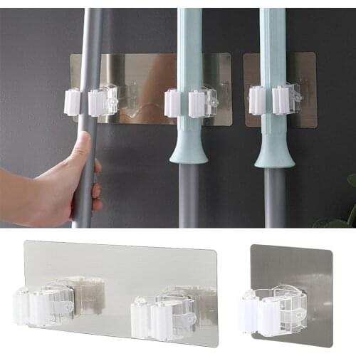 1Pc Adhesive Multi-Purpose Hooks Wall Mounted Mop Organizer Holder Rack Brush Broom Hanger Hook Kitchen bathroom Strong Hooks