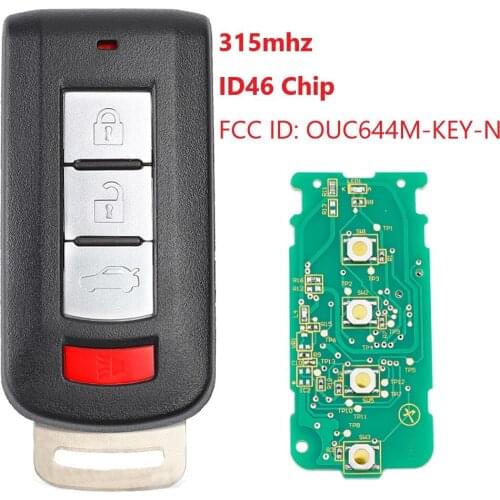 3+1 Buttons 315Mhz Remote Car key For for Mitsubishi Mirage Outlander 2013 2014 2015 2016 FCC ID OUC644M-KEY-N