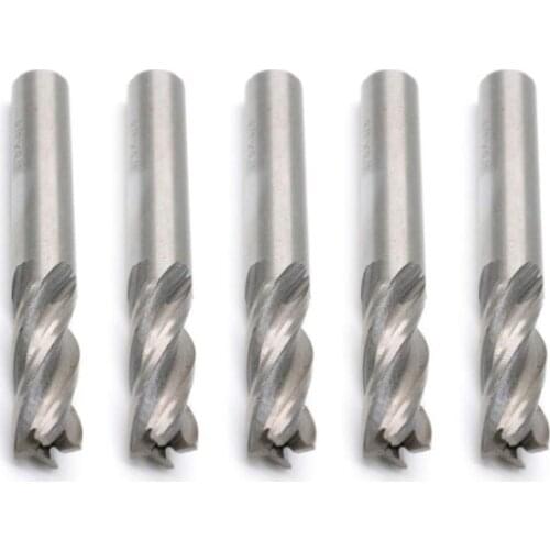 3/8" Cutting Diameter High Speed Steel 4 Flute Straight End Mill Bits Cutter -Pack of 5(3/8" x 3/8")