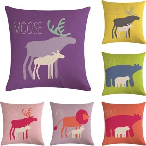 45*45cm Kinds of Animal Pattern Cotton Linen Throw Pillow Cushion Cover Home Decoration Sofa Bed Decor Decorative Pillowcase