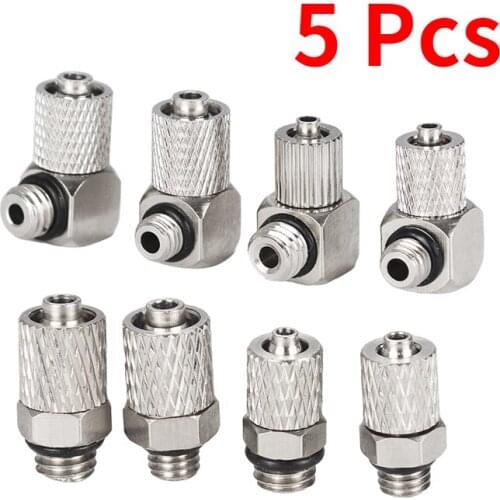 5Pcs Male Thread M3 M4 M5 M6 -Air Tube 3mm 4mm 6mm OD Mini Pneumatic Pipe Connector Screw Through Quick Fitting Fast Twist Joint
