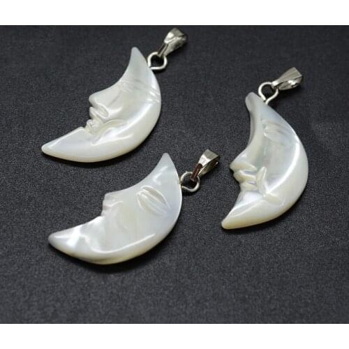 50pcs Moon Shell Pendants with Brass Findings for Jewelry Making Handmade DIY Bracelet Necklace Crafts