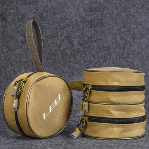 Single / Double Layers Fishing Reel Bag Canvas Round Fishing Wheel Case Cover Inner Diameter 15cm for Spinning / Raft Reel