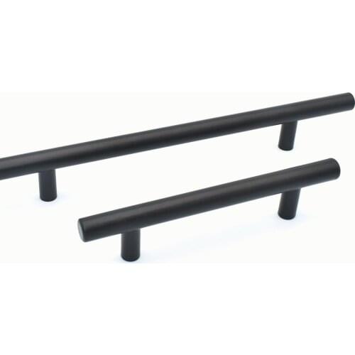 Black Cabinet Handle Door Drawer Pulls Hardware Furniture Handle Metal Cupboard Handles Brushed Straight Kitchen Door Handles