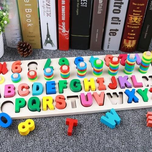 Wooden Toys Montessori Materials Learn To Count Numbers Matching Digital Shape Match Early Education Teaching Children Toys
