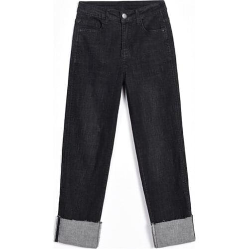 Free Shipping Womens Spring 2020 New Ankle-Length Wide Leg Jeans Thin Thin Straight Loose Straight Pants