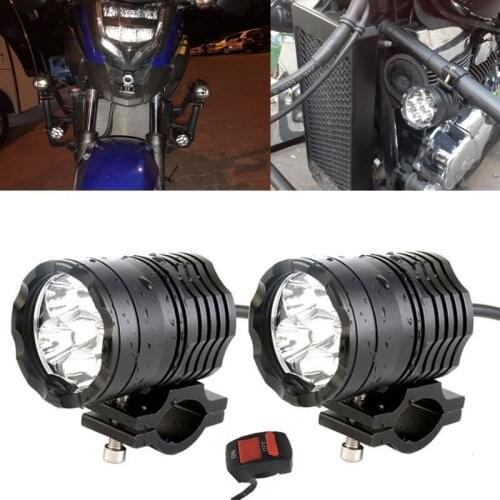 2pcs 80W 6000LM 6500K Motorcycle Driving Spot Headlight Moto Fog light Motor Accessories T6 Motorbike lamp with Switch