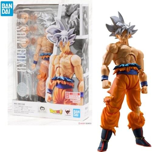 Original Bandai Anime SHF Dragon Ball Z Super Silver Hair Ultra Instinct Goku Anime Action Figures Collection Model Figurine PVC