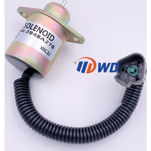 2848A278 12V Fuel Shutoff Solenoid for Caterpillar Cat 246 247 257 3034