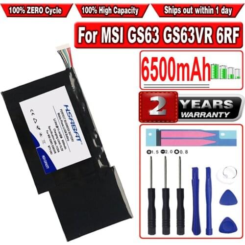 HSABAT 6500mAh BTY-M6J BTY-U6J Laptop Battery for MSI GS63 GS63VR 6RF,GS73 GS73VR 6RF MS-17B1 MS-16H2 MS-16K2 GS63VR-7RF
