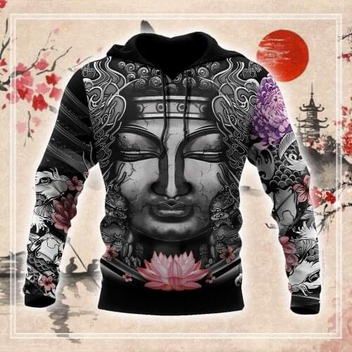 Buddhism Japanese Tattoo 3D All Over Printed Unisex Deluxe Hoodie Men Sweatshirt Streetwear Zip Pullover Casual Jacket Tracksuit
