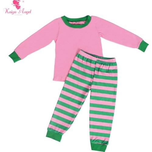 Kaiya Angel Fashion Baby Girls Boutique Clothing Sets Pink Long Sleeve T-shirt Tops Striped Pants Kids 2PCS Fall Winter Outfits
