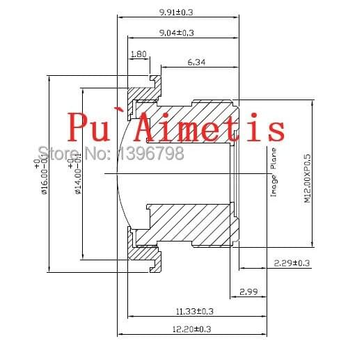 PU`Aimetis CCTV lenses 2MP 1/4 HD 360 1.3mm fisheye panoramic surveillance camera 180 degrees wide-angle lens
