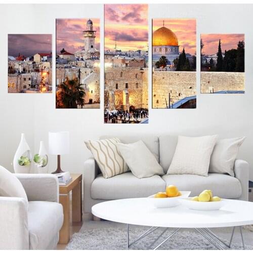 Canvas Painting HD Tel Aviv Israel Attractions 5 Piece landscape Wallpapers Poster Modular art painting Home Living Room Decor