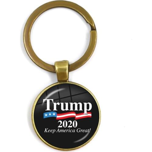 Keep America Great 2020 USA Trump Collection Glass Cabochon Keychain Antique Bronze Keyring Jewelry For Women Men Support Trump