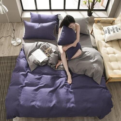 Blue Bedding Set 4 Piece Reversible Design Microfiber Soft 26 Colors Comforter Cover Gray Bed Sheet and Zipper Pillowcases