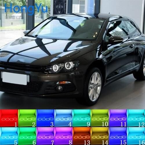 Multi-color RGB LED Angel Eyes Halo Ring Eye DRL RF Remote Control for Volkswagen VW Scirocco 2008-13 with projector Accessories