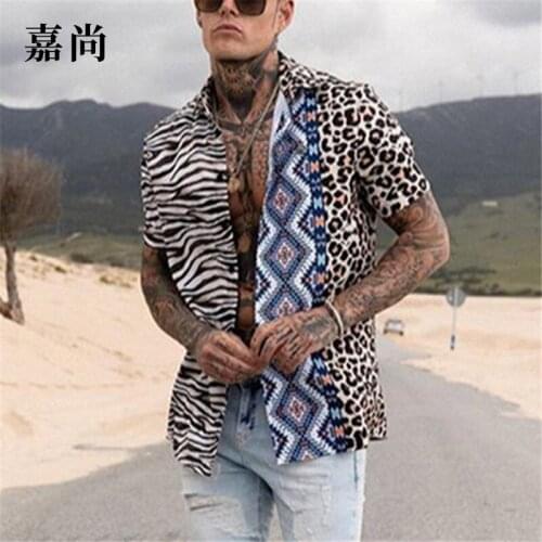 2021 summer new street fashion mens loose casual fashion printed short sleeve shirt cardigan