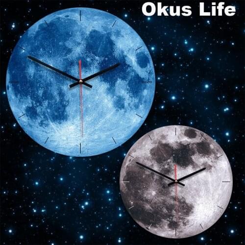 11 Inch Creative Painting Wall Clock Moon Wall Clock Living Room Acrylic Wall Decoration Mute Clocks Unique Gift Bedroom Decor