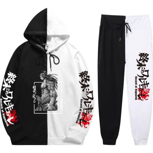 2021 Japan anime Record of Ragnarok autumn new cross border fashion leisure splicing printing Mens Hoodies sports suit
