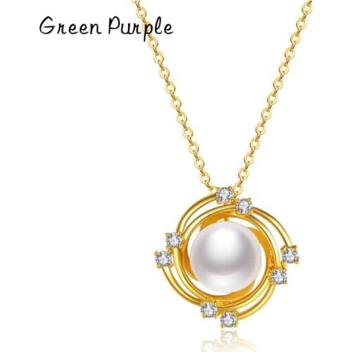 Green Purple Real 925 Silver Sun Goddess Necklace Natural Baroque Freshwater Pearl Necklace Pendant Chain For Women Fine Jewelry