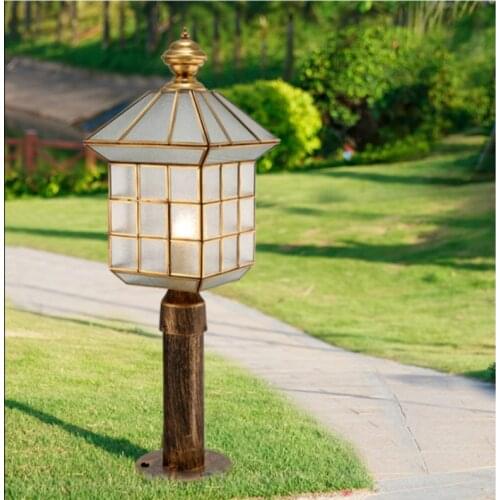 Park 1 pcs Copper Landscape lights standing Outdoor Pillar Light Courtyard Waterproof Garden lighting Outdoor Column head Lamp