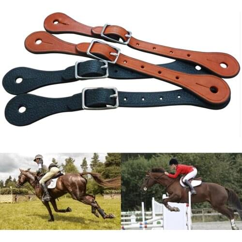 1Pair Faux Leather Horse Riding Training Accessories Western Protective Spur Strap Thickened Alloy Buckle Equestrian Equipment
