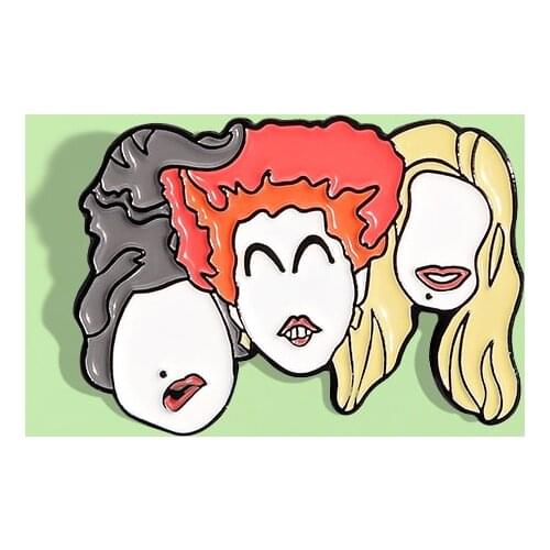 Sisters friendship enamel pin hair dye girl sanderson cartoon pin personalized shirt punk badge ladies jewelry fun button brooch