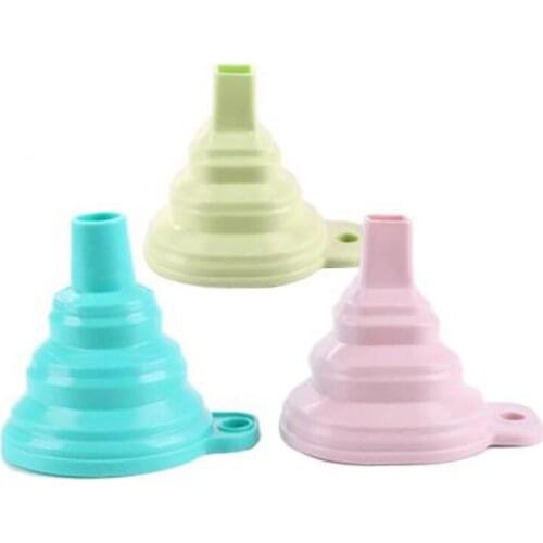 Silicone Foldable Funnel Mini Liquid Dispensing Kitchen Folding Heat Oil Resistant Water Liquid Silicone Gel Collapsible Funnels