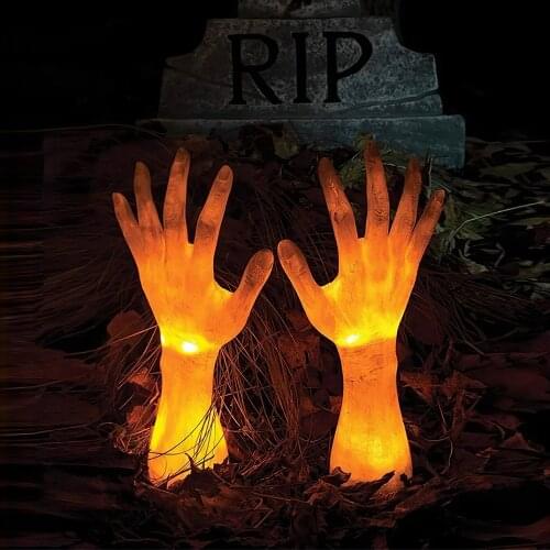 Luminous Realistic Looking Arms Decorations Scary Zombie Hands Halloween Yard Art Tombstone Horror Ghost Funny Hands