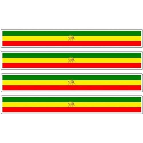 SZWL 4 X Car Stripe Motorcycle Racing Flag Sticker Ethiopia Rasta Car Stickers Car Bumper Decal Bike Moto Vinyl,13cm*2cm