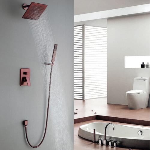 Solid brass Oil Rubbed Bronze Wall Mount 8 Inch Square Rain showe Showerhead & Handshower System