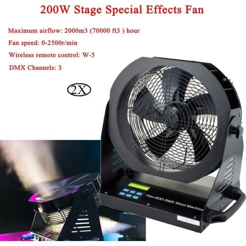2Pcs/Lot High-quality Stage Special Effects Fan 200W Professional Can Adjusted Wind Speed Stage Fan For Disco DJ Christmas Party